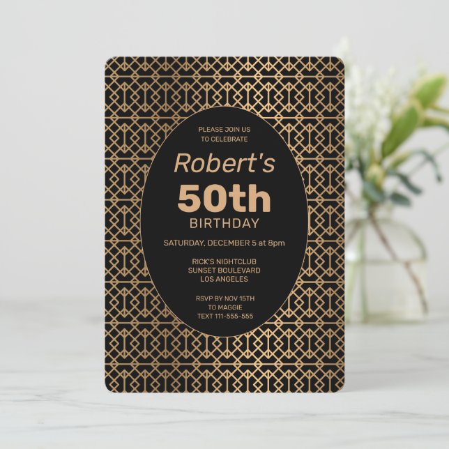 Elegant Lattice 50th Birthday Invitation (Standing Front)