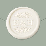 Elegant Laurel Couple Ampersand Monogram Wax Seal Sticker<br><div class="desc">This elegant wedding wax seal sticker features the couple's two initials joined by an ampersand with a delicate laurel leaf accent as the central monogram. Personalize with the bride and groom's initials for a botanical keepsake. Available in multiple wax colors. Perfect for sealing garden wedding invitations, outdoor ceremony envelopes, and...</div>