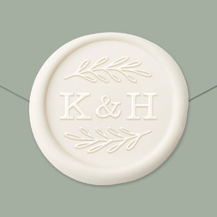 Elegant Laurel Couple Ampersand Monogram Wax Seal Sticker