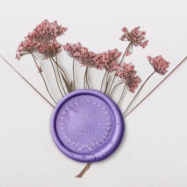 Elegant Laurel Couple Wedding Wax Seal Stamp (Creator Uploaded)