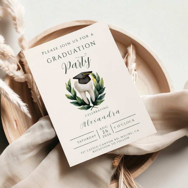 Elegant Laurel Dental Graduation Invitation (Creator Uploaded)