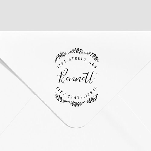 Elegant Laurel Family Name Return Address Self_inking Stamp