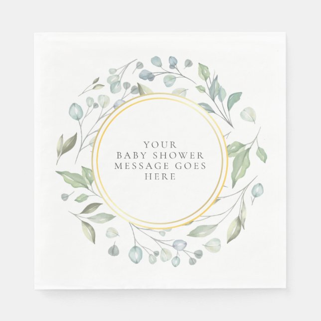 Elegant Laurel Garland Baby Shower Message Napkins (Front)
