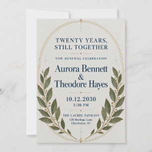 Elegant Laurel Herbarium 20th Vow Renewal Invitati Invitation