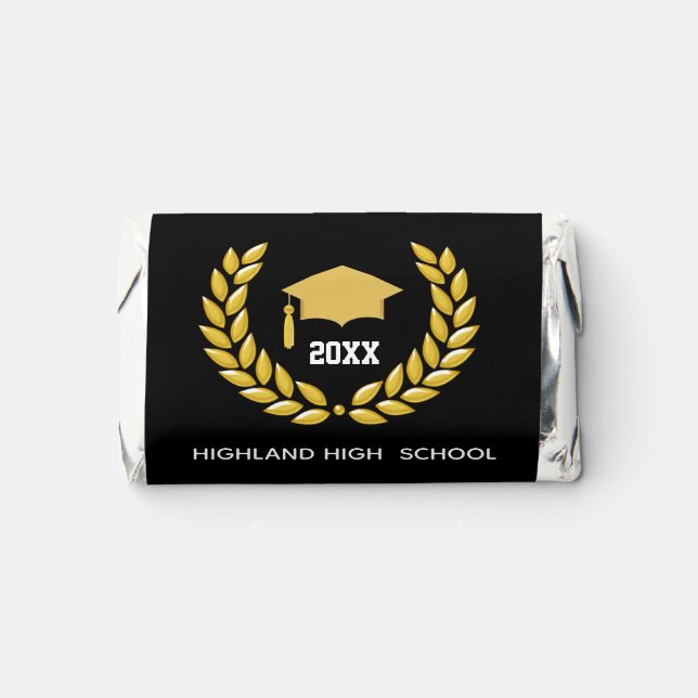 Elegant Laurel High School Graduation on Black Hershey's Miniatures (Front)