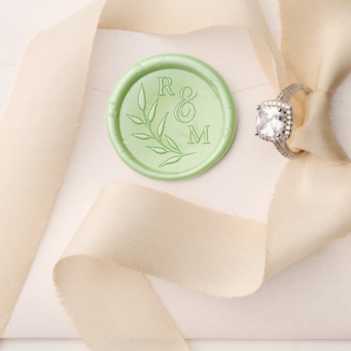 Elegant Laurel Leaf Bride Groom Wedding Monogram Wax Seal Stamp