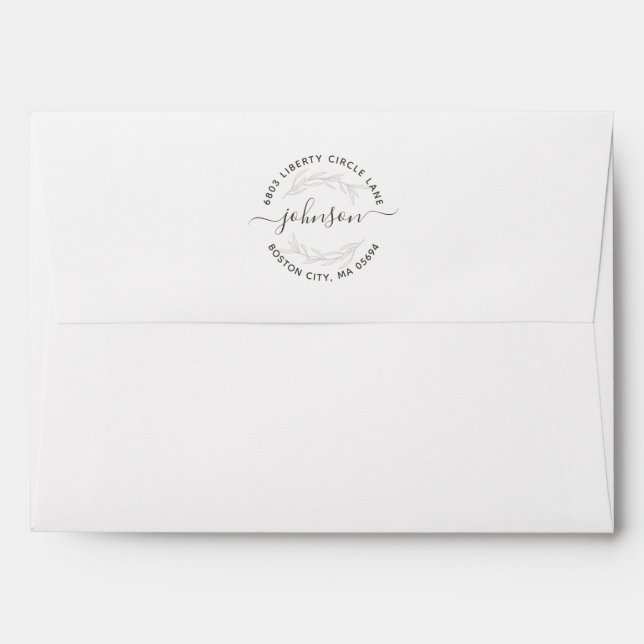 Elegant Laurel Leaf Family Name Return Address Envelope (Back (Top Flap))
