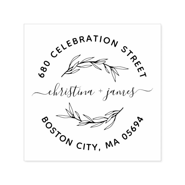 Elegant Laurel Leaf Return Address Self-inking Stamp (Design)