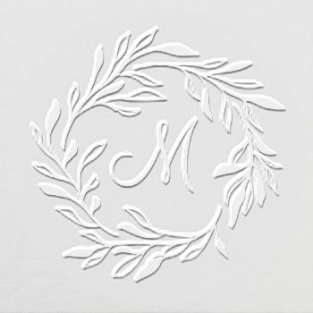 Elegant Laurel Leaf Wreath Wedding Monogram Embosser by labellarue at Zazzle