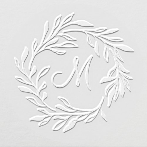 Elegant Laurel Leaf Wreath Wedding Monogram Embosser