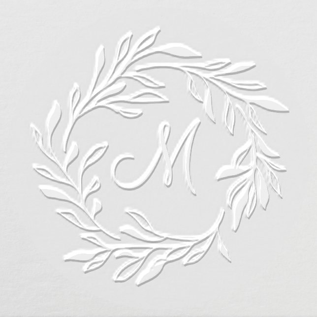 Elegant Laurel Leaf Wreath Wedding Monogram Embosser (Design)