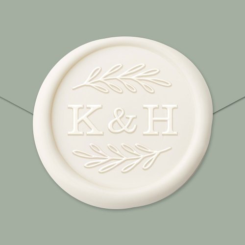 Elegant Laurel Leaves Custom Monogram Initial Wax Seal Sticker