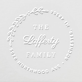 Elegant Laurel Script Family Address Embosser