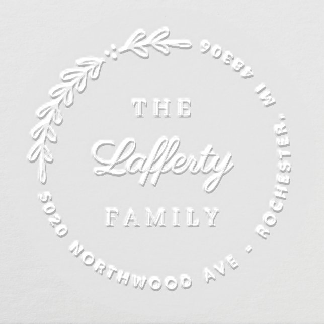 Elegant Laurel Script Family Address Embosser (Design)