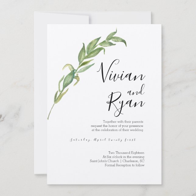 Elegant Laurel Wedding Invitations (Front)