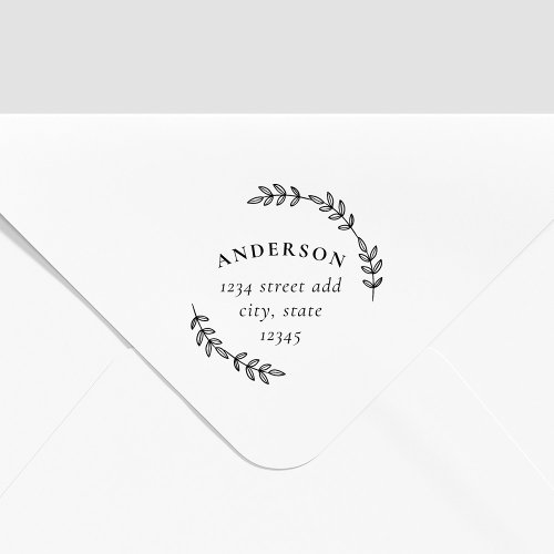 Elegant Laurel Wreath Family Name Return Address Self_inking Stamp