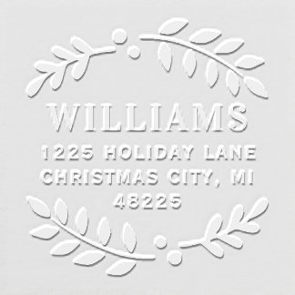 Elegant Laurel Wreath Holiday Address Embosser