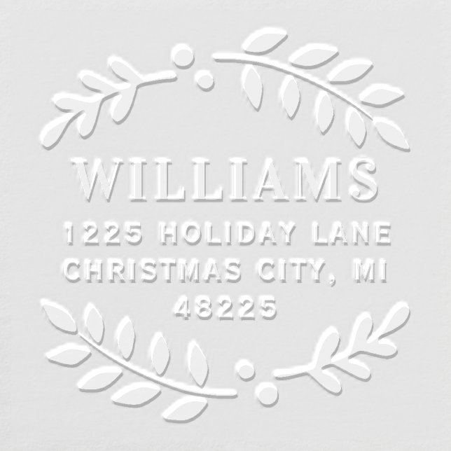 Elegant Laurel Wreath Holiday Address Embosser (Design)