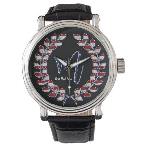 Elegant Laurel Wreath Monogram M Stars and Stripes Watch