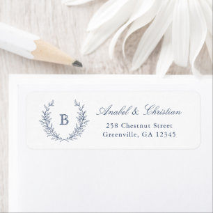 Elegant Laurel Wreath Monogram Return Address Label