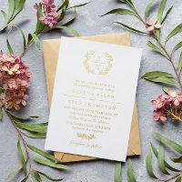 Elegant Laurel Wreath Monogram Typography Wedding