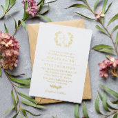 Elegant Laurel Wreath Monogram Typography Wedding Foil Invitation