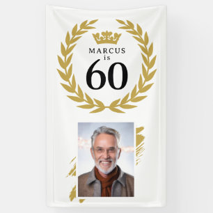 Elegant Laurel Wreath Photo 60th Birthday Banner