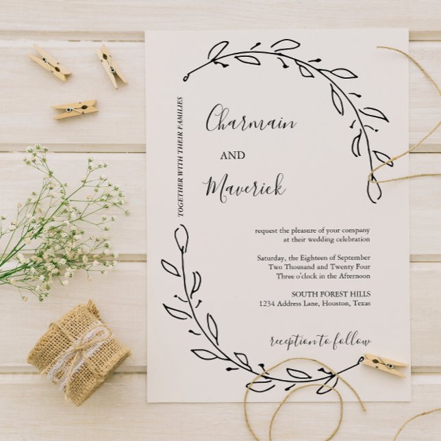 Elegant Laurel Wreath Wedding Invitation (Creator Uploaded)