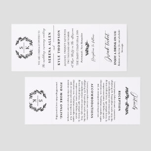 Elegant Laurel Wreath Wedding Invitation & Drink Raffle Tickets