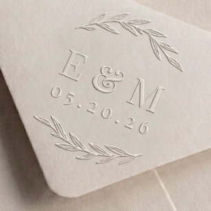 Elegant Laurel Wreath Wedding Monogram Embosser