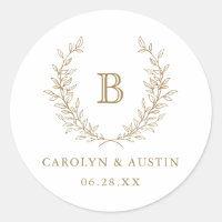 Elegant Laurel Wreath Wedding Monogram Envelope