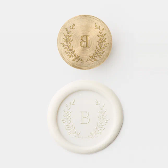 Elegant Laurel Wreath Wedding Monogram Wax Seal Stamp | Zazzle