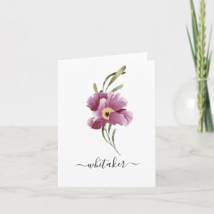 Elegant Lavendar Floral Personal Letterpress Thank You Card