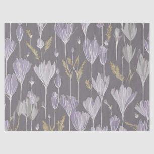 Elegant Lavendar White Boho Wildflower Floral Tissue Paper