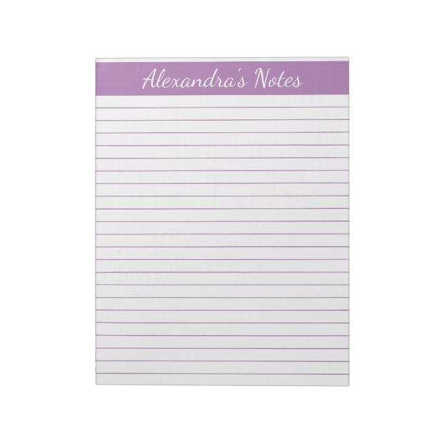 Elegant Lavender 8.5x11 Letter Size Personalized Notepad (Rotated)