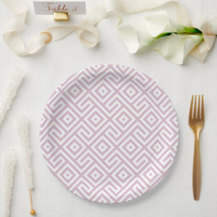 Elegant Lavender Abstract Geometric Pattern Paper Plates