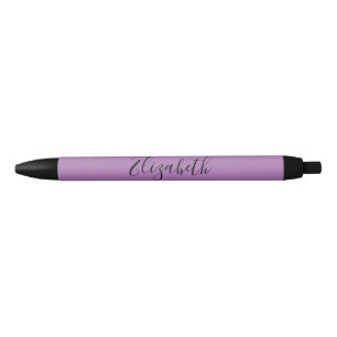 Elegant Lavender and Black Script Text Name Pen
