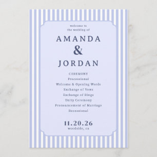 Elegant Lavender and Blue Wedding Ceremony Schedul Program