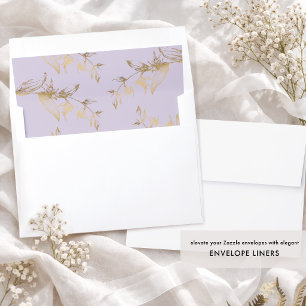 Elegant Lavender and Gold Foil Hand-drawn Floral Envelope Liner