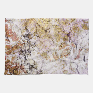 Elegant Lavender and Gold Glitter Marble Kitchen Towel