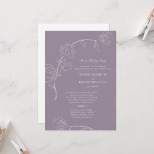 Elegant Lavender and Hand-Drawn Floral 2 Locations Invitation
