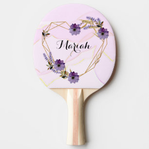 Elegant Lavender and Lilac Floral Heart Ping Pong Paddle