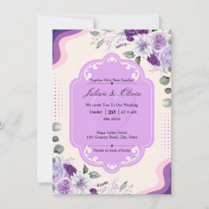 Elegant Lavender and Purple Floral Wedding Invitation