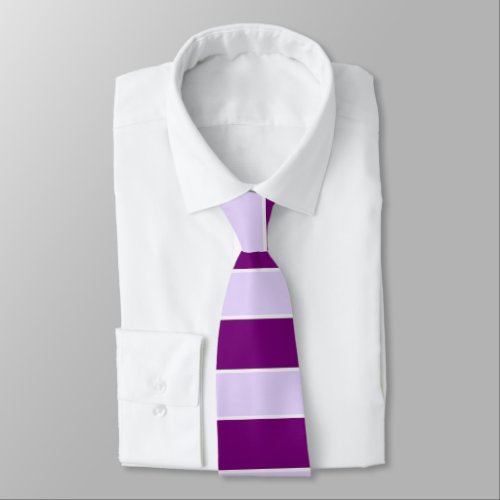 Elegant Lavender and Purple Horizontal Stripes Neck Tie