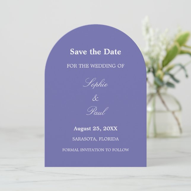 Elegant Lavender Arch Save the Date (Standing Front)