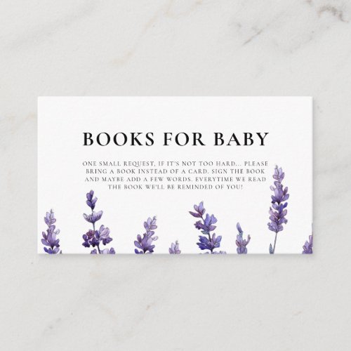 Elegant lavender baby shower book request card