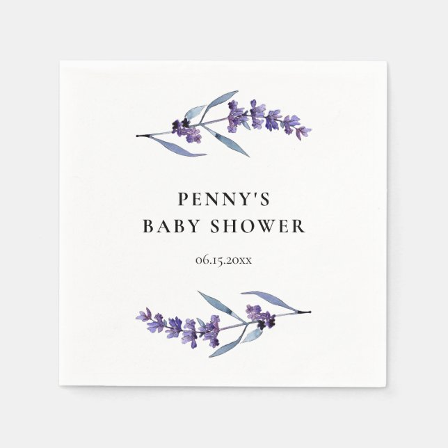 Elegant Lavender Baby Shower Napkins (Front)