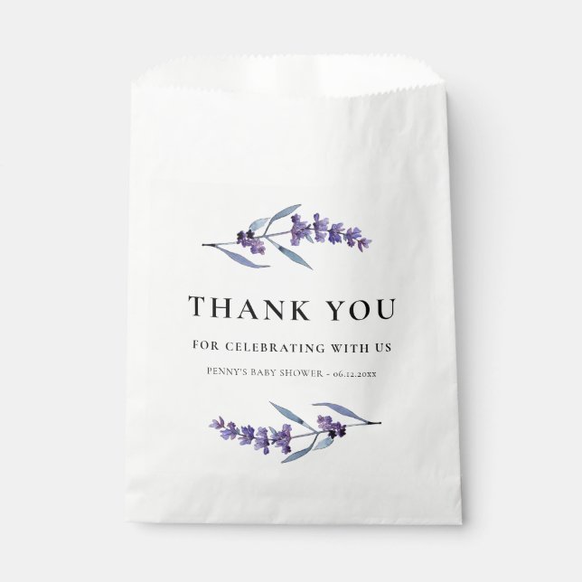 Elegant Lavender Baby Shower Thank You Favor Bag (Front)