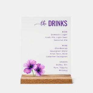 Elegant Lavender Beverage Menu Sign