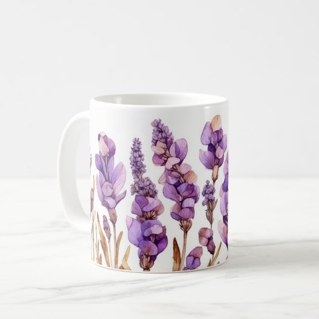 Elegant Lavender Bliss Ceramic Mug  (Front Left)